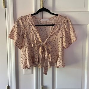 Pink Crop Top With Tie in the Front